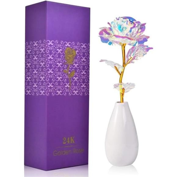 Birthday Gifts for Women,Flowers for DeliveryPrime Artificial Rose Flower w/Vase - Picture 1 of 6